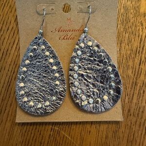 Silver and Black Teardrop Earrings